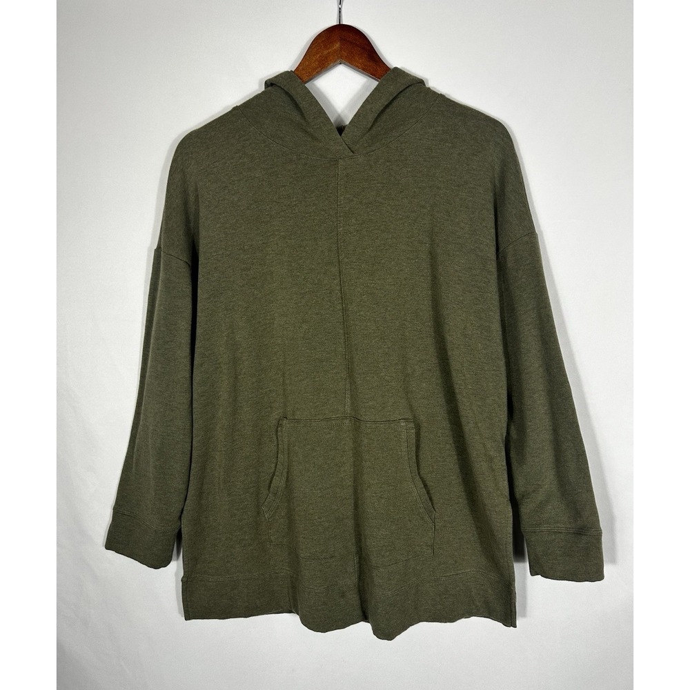 J. Jill Fit Modal Blend Hooded Pullover Sweatshirt Olive Green Size L Athleisure